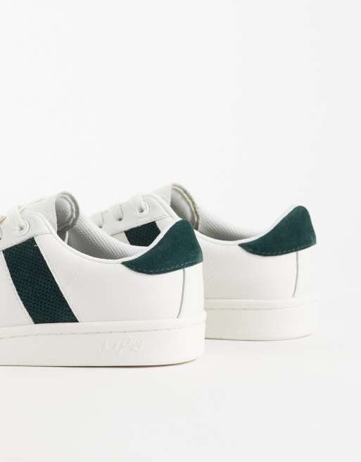 Fred Perry B725 suede stripe leather trainers in white and navy, 4 of 4