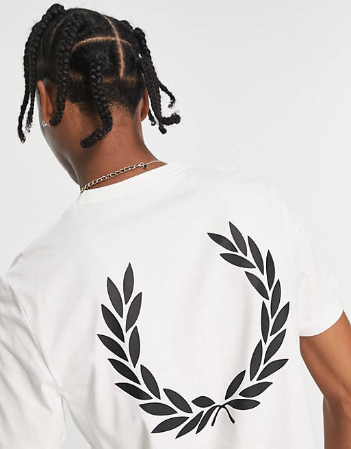 Fred Perry back laurel wreath print t-shirt in white