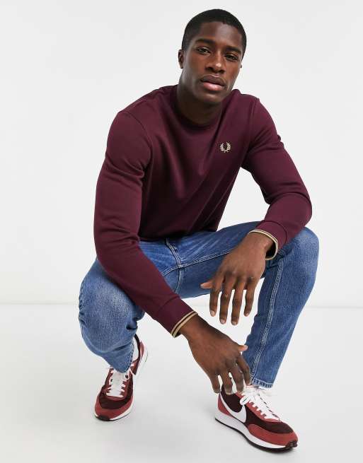 Fred perry burgundy clearance sweatshirt