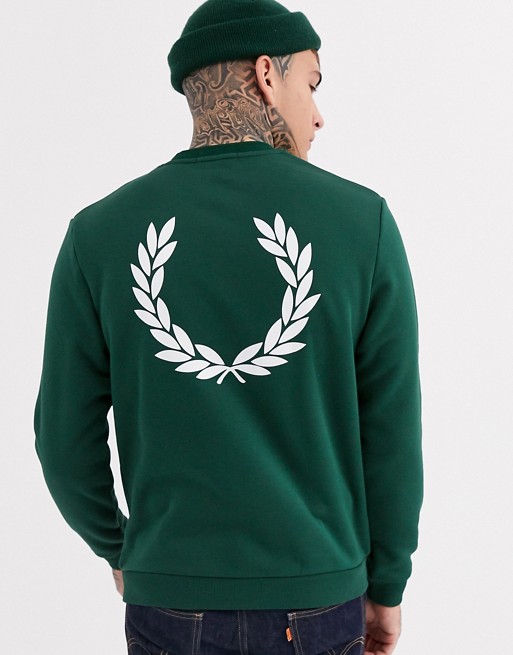 Fred Perry back logo sweat in green