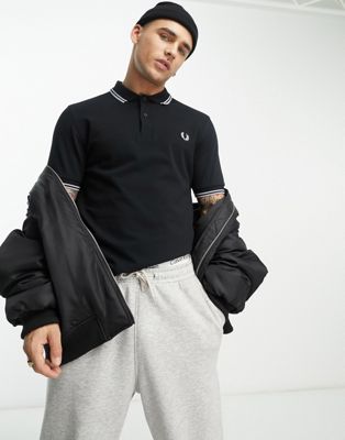 Fred Perry back print polo shirt in black