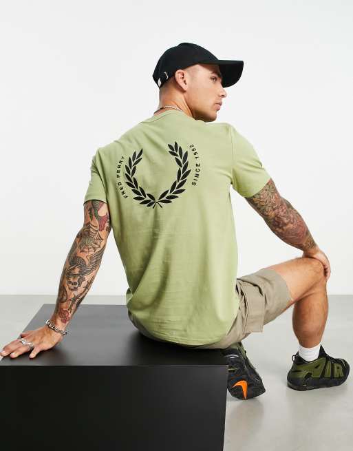 Fred Perry back print T-shirt in green - Exclusive to ASOS | ASOS