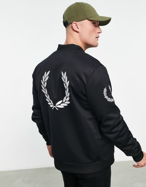 Fred Perry badge track jacket in black