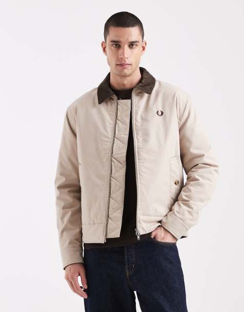 Fred Perry barn jacket with contrast collar in ecru - view 1