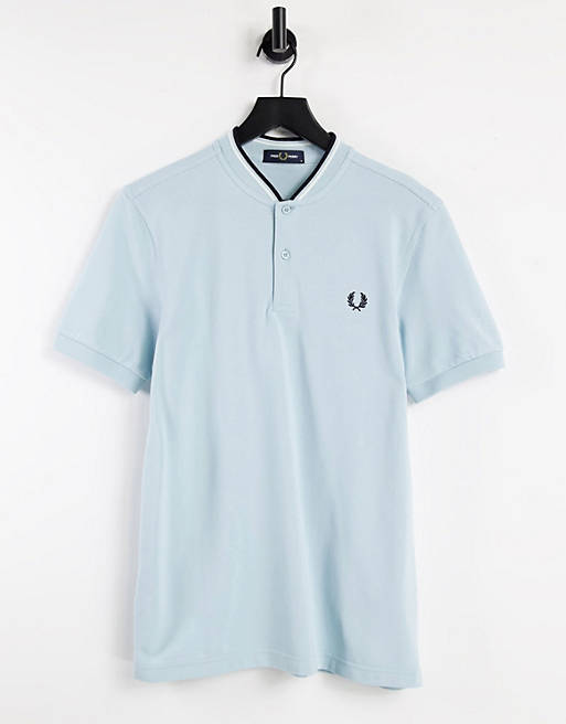 Fred Perry baseball neck pique polo in lt. blue
