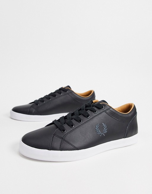 Fred Perry Baseline leather trainers in black