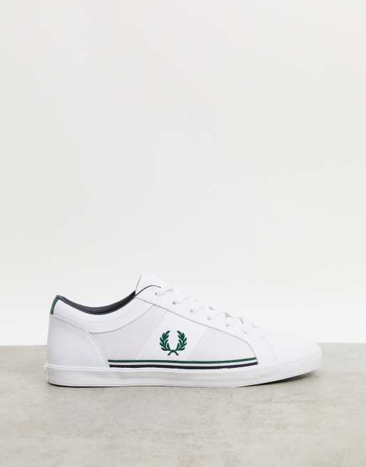 Fred Perry - Baseline - Leren sneakers met inzetstuk in wit