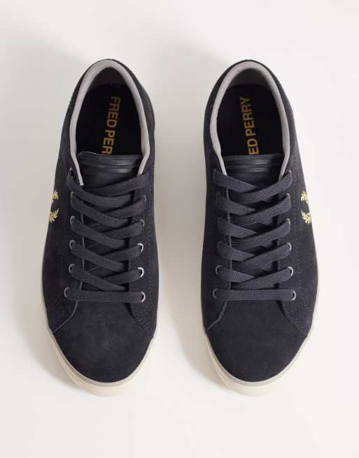 Fred Perry Baseline logo suede leather trainers in charcoal grey, 2 of 5