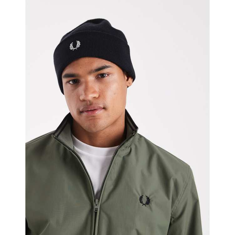 帽子 FRED PERRY Beanie Fred Perry fisherman rib beanie in gray | ASOS