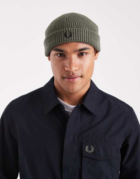 Fred Perry - Beanie met wafelstructuur in kaki - view 1