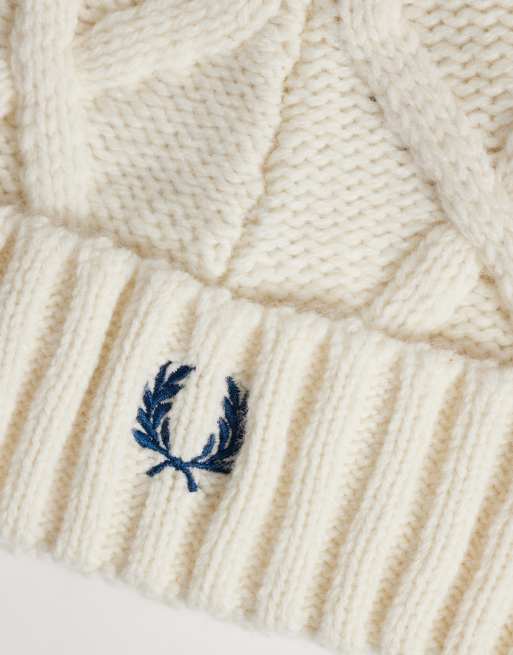 Fred Perry berretto lavorato a trecce con logo a rombi in ecru, 2 di 3