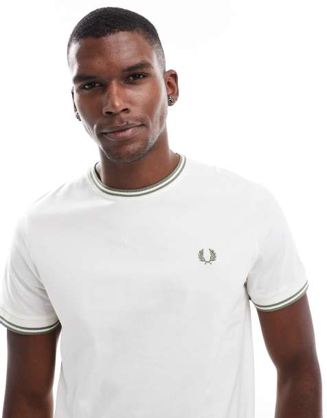 Fred Perry – Beżowy T-shirt z podwójną lamówką - view 1