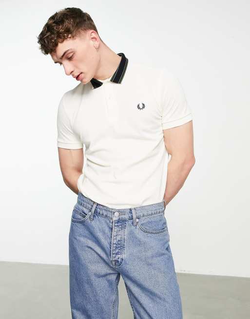 Fred Perry – Biała koszulka polo z paskiem