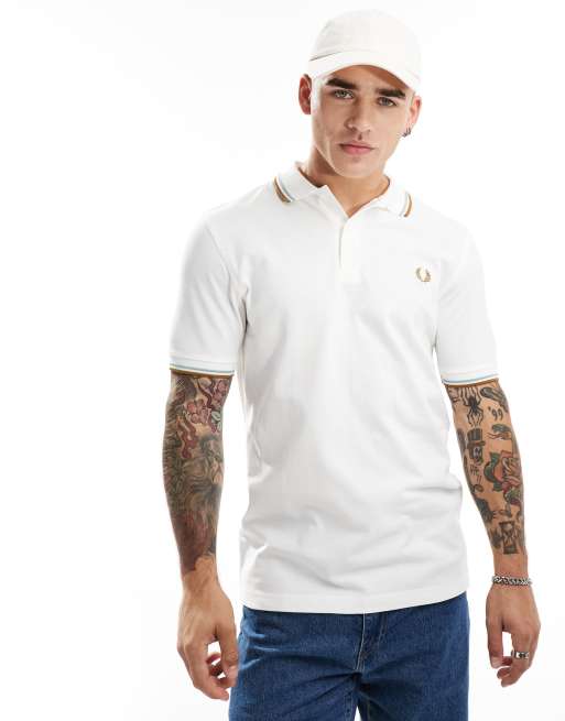Fred Perry – Biała koszulka polo z podwójną lamówką