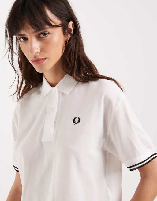 Fred Perry – Biała prześwitująca koszulka polo z lamówkami i logo, 3 z 4