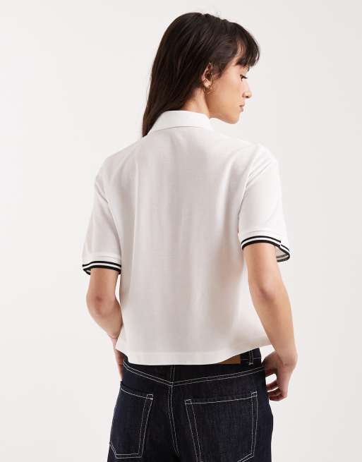 Fred Perry – Biała prześwitująca koszulka polo z lamówkami i logo, 4 z 4