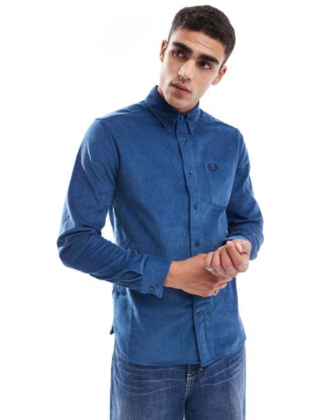 Fred Perry – Blå långärmad manchesterskjorta - view 1