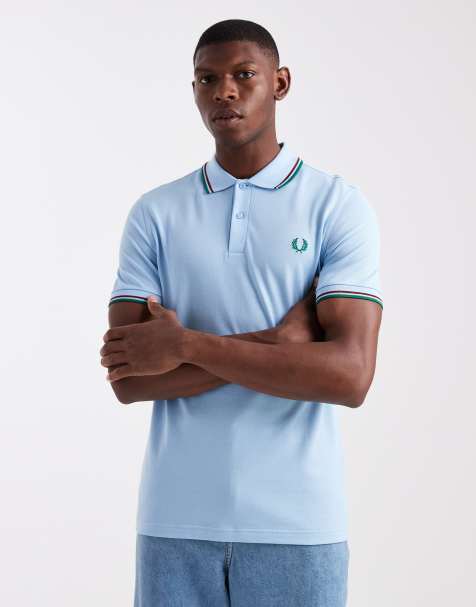 Fred Perry – Blå pikétröja med kontrasterande ränder - view 1
