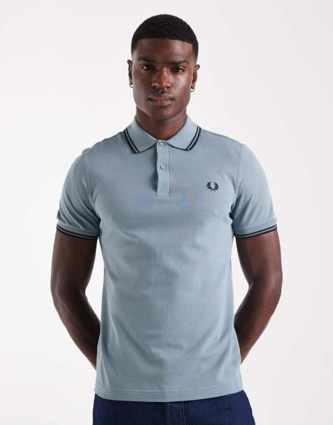 Fred Perry – Blå pikétröja med kontrasterande ränder - view 1