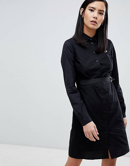 Fred Perry Black Shirt Dress with Contrast Stitching