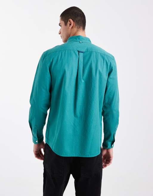 Fred Perry - Blågrøn skjorte med lomme med logo i vasket twill i afslappet pasform , 3 af 5