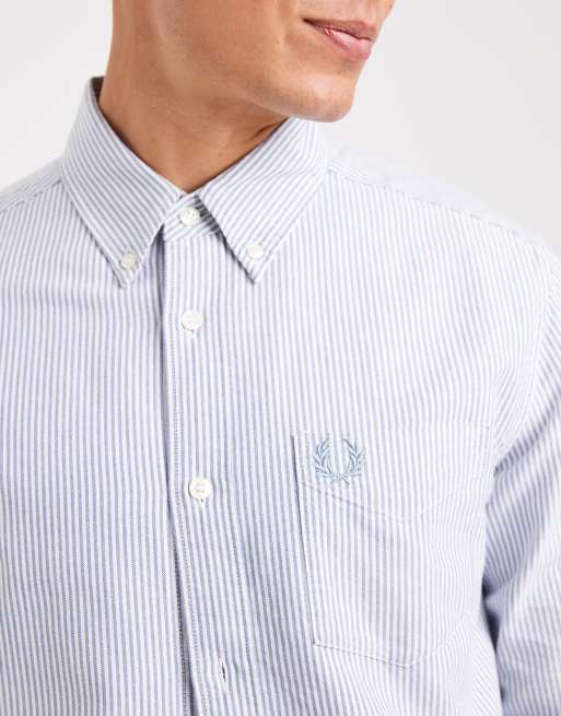 Fred Perry – Blau-weiß gestreiftes Oxford-Hemd, 5 von 5