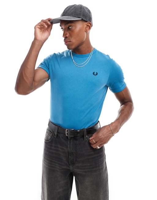 Fred Perry – Blaues Ringer-T-Shirt