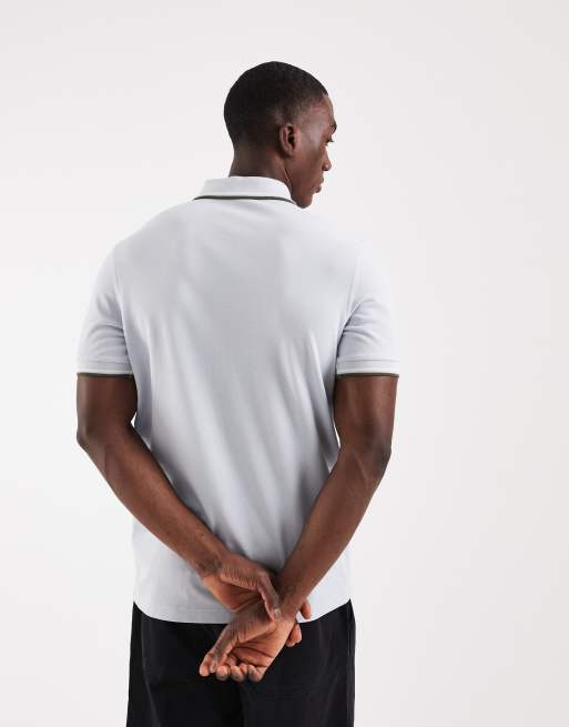 Fred Perry – Blekblå pikétröja med dubbla gröna och vita kantränder, 5 av 5