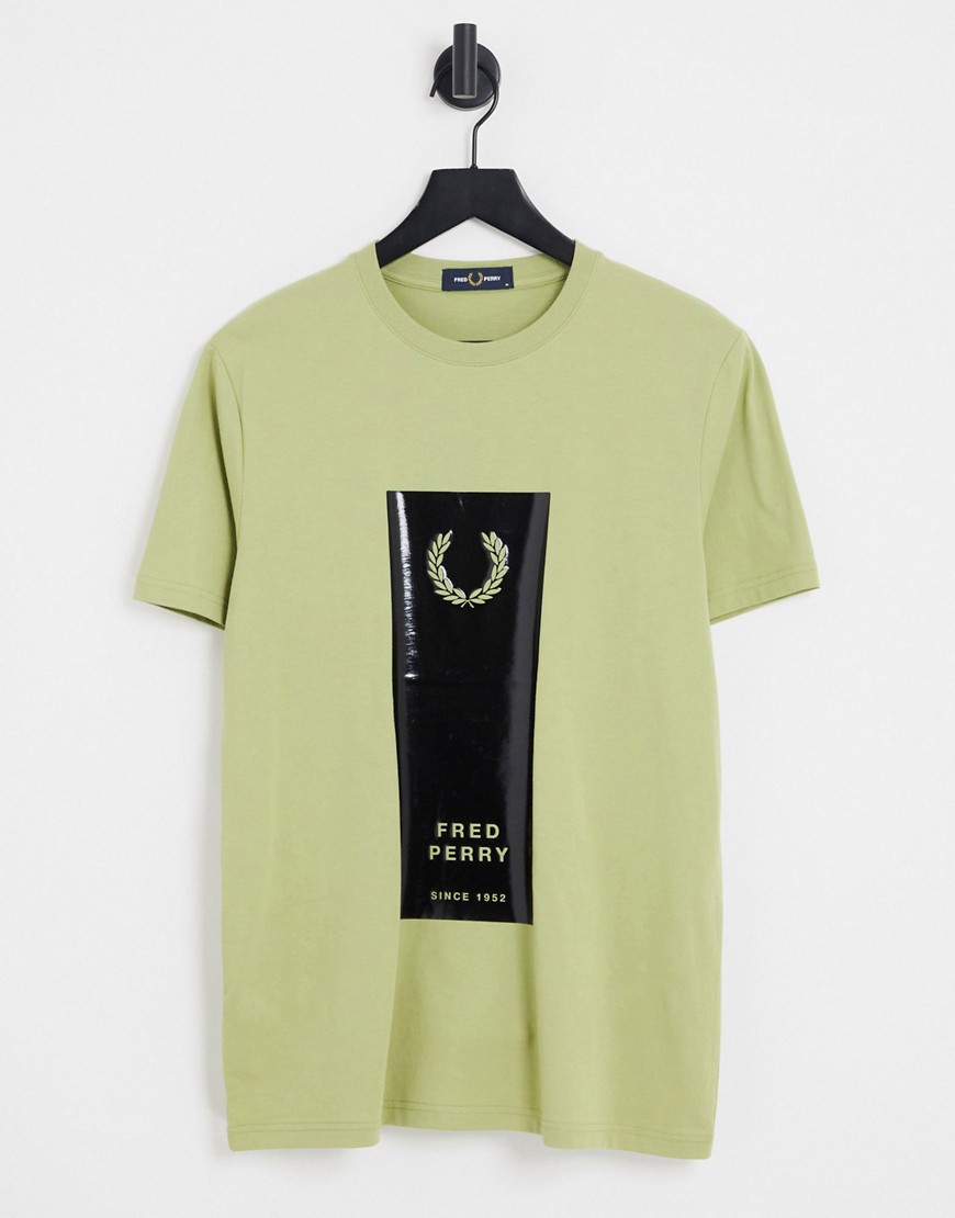 Fred Perry block print t-shirt in green