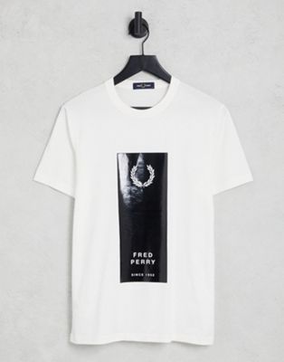 Fred Perry block print t-shirt in white