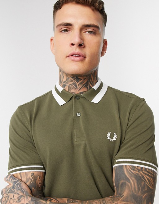 Fred Perry block tipped polo shirt in khaki