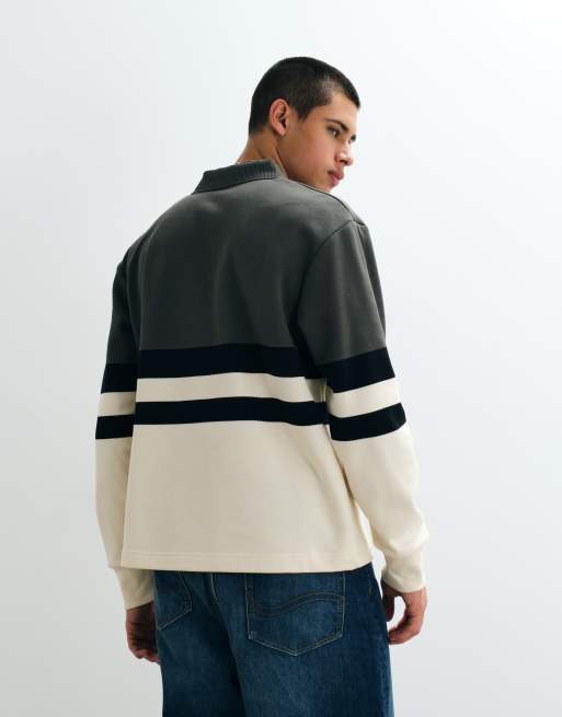 Fred Perry bluza z kołnierzykiem w kolorowe bloki w kolorze zielonym i ecru, 4 z 5