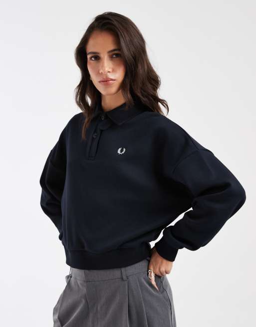 Fred Perry bluza z kołnierzykiem z drapanej dzianiny w kolorze granatowym, 2 z 4