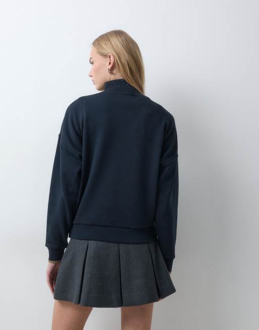 Fred Perry bluza z półzamkiem, wysokim kołnierzem i logo, granatowa, 4 z 5