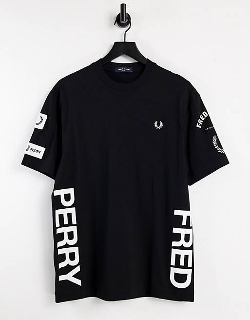 Fred Perry bold graphic print t-shirt in black