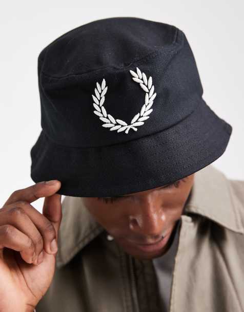 Fred Perry bold logo bucket hat in black - view 1