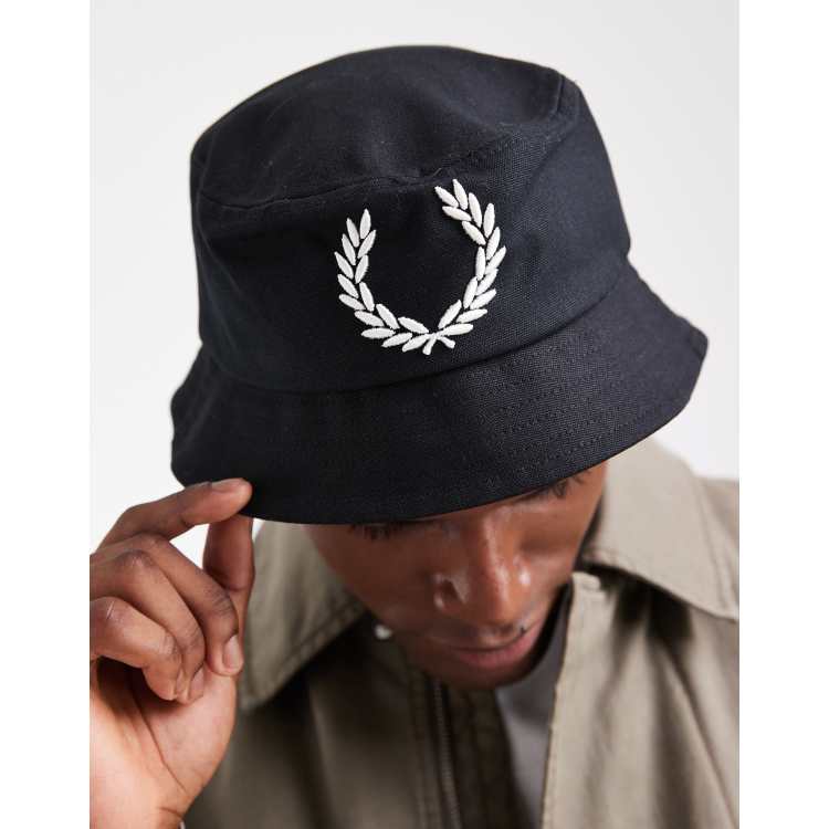 Fred Perry bold logo bucket hat in black | ASOS