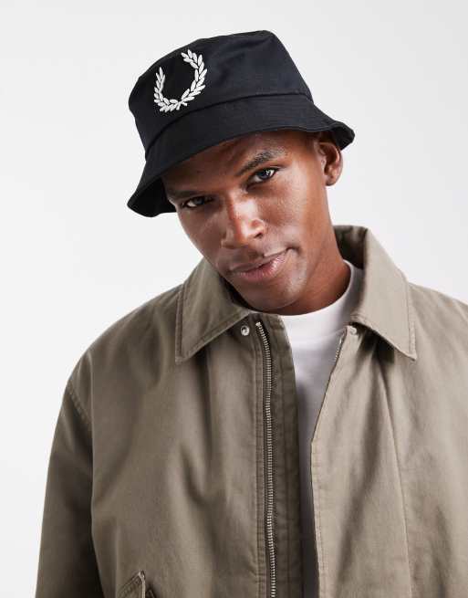 Fred Perry bold logo bucket hat in black | ASOS
