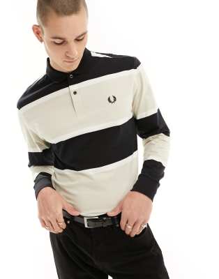 Fred Perry Bold Stripe Polo In Black