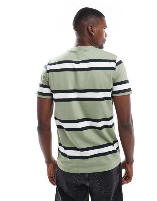 【FRED PERRY】 Bold Stripe T-Shirt ★ Olive Mint Bold Stripe T-Shirt - Olive Mint | Men's T-Shirts | Designer