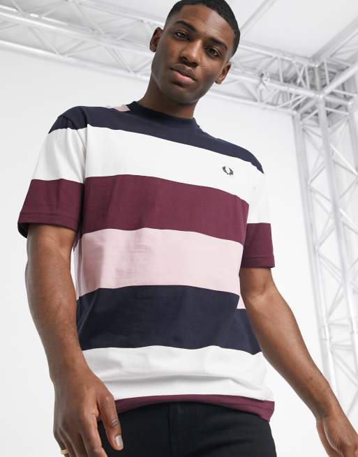 Fred perry striped outlet t shirt