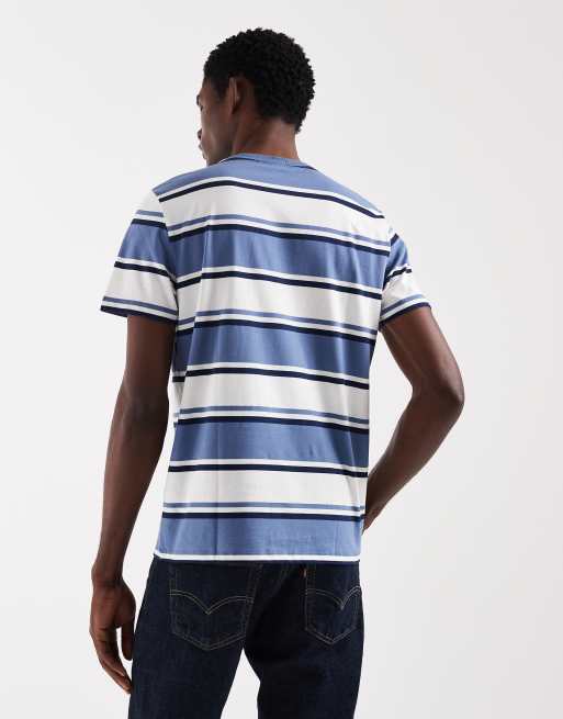 Fred Perry bold striped logo t-shirt in blue/white, 3 of 5