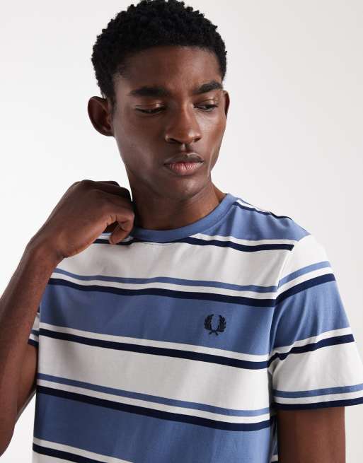 Fred Perry bold striped logo t-shirt in blue/white, 5 of 5