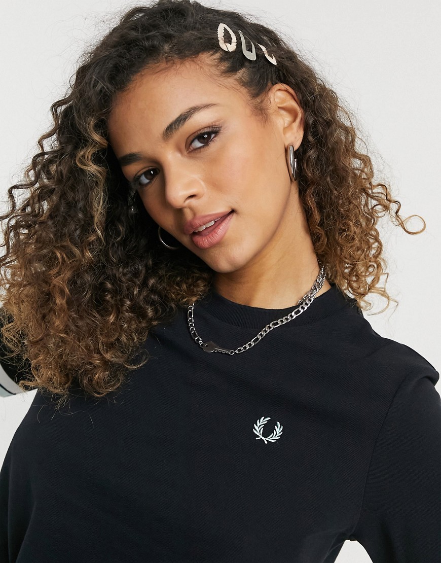 Fred Perry bold tipped pique tshirt in black