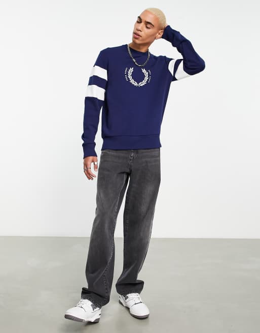 Fred Perry bold tipped sweatshirt in navy