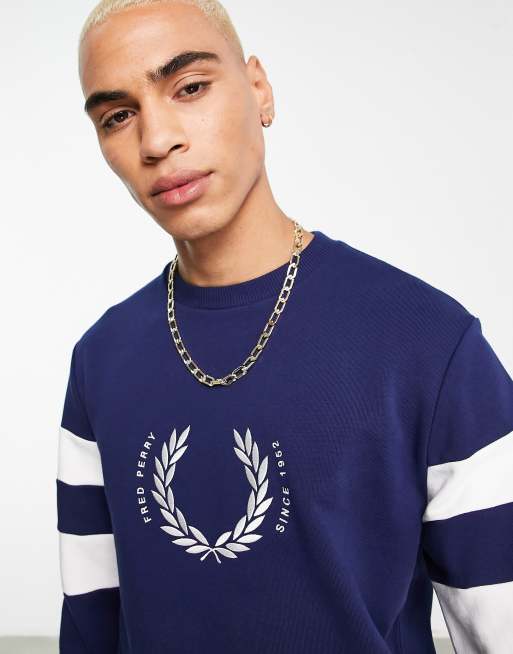Fred Perry bold tipped sweatshirt in navy | ASOS