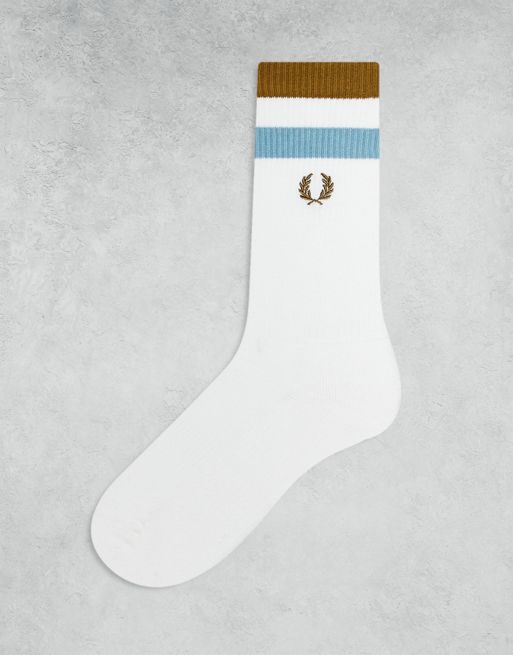 Fred Perry bold tipped towelling socks in white