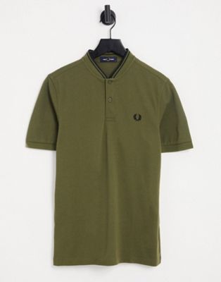 Fred Perry bomber collar pique polo shirt in green