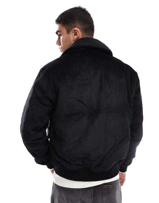 Fred Perry - Bomber en velours côtelé avec col amovible en imitation peau de mouton - Noir, 2 de 4