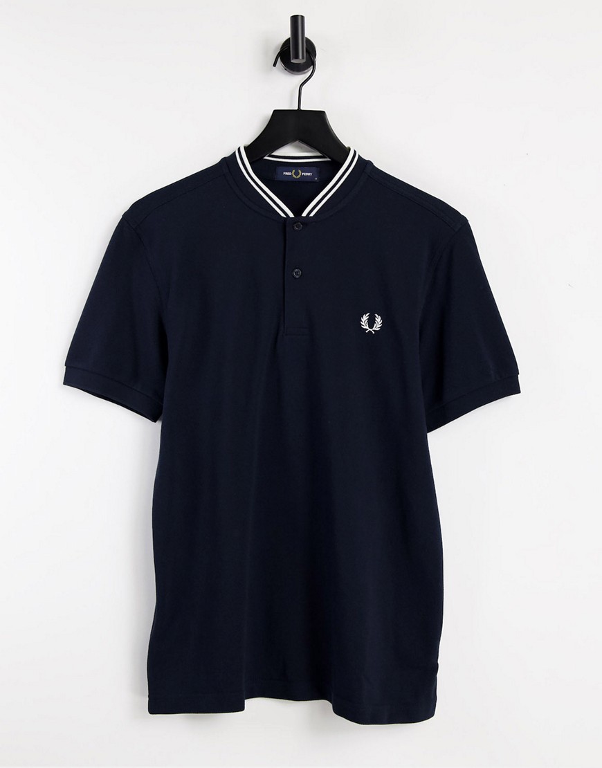 Fred Perry bomber neck pique polo in navy